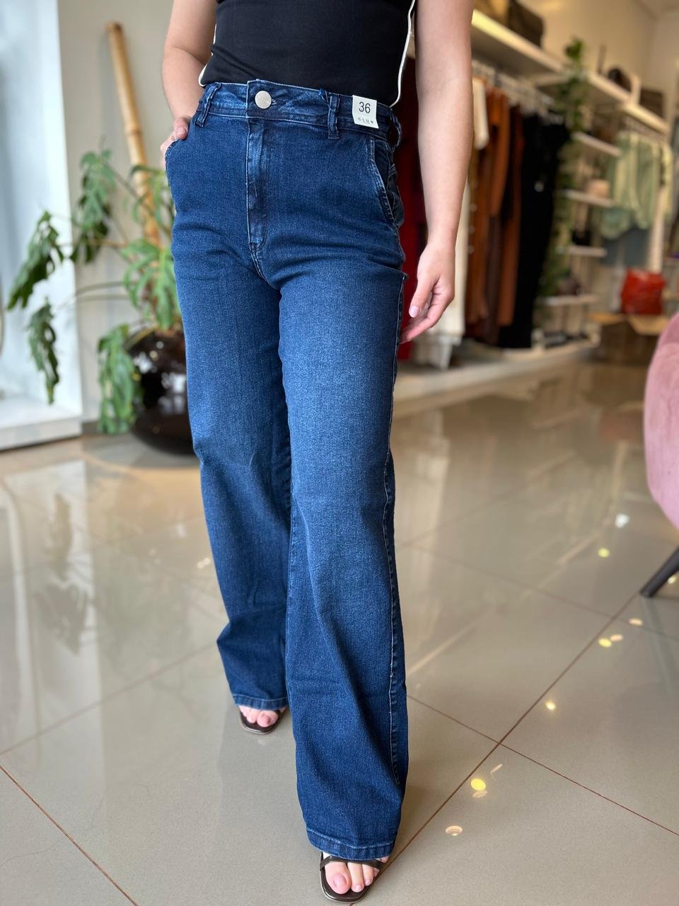 CALCA WIDE LEG CLUB DENIM- 38 4011946