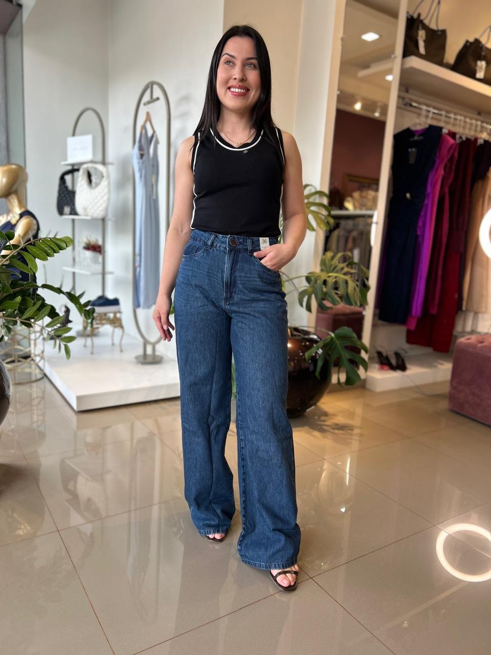 CALCA WIDE LEG CLUB DENIM- 38 4011940